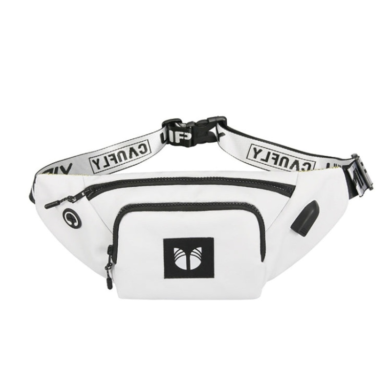 Fashion Waterproof Chest Bag Messenger Waist Sports Mobile Phone Bag with USB Port (White)