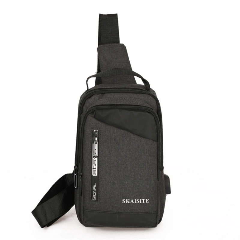 Men Outdoor Crossbody Bag Sports Leisure Large Capacity Chest Bag (Black)
