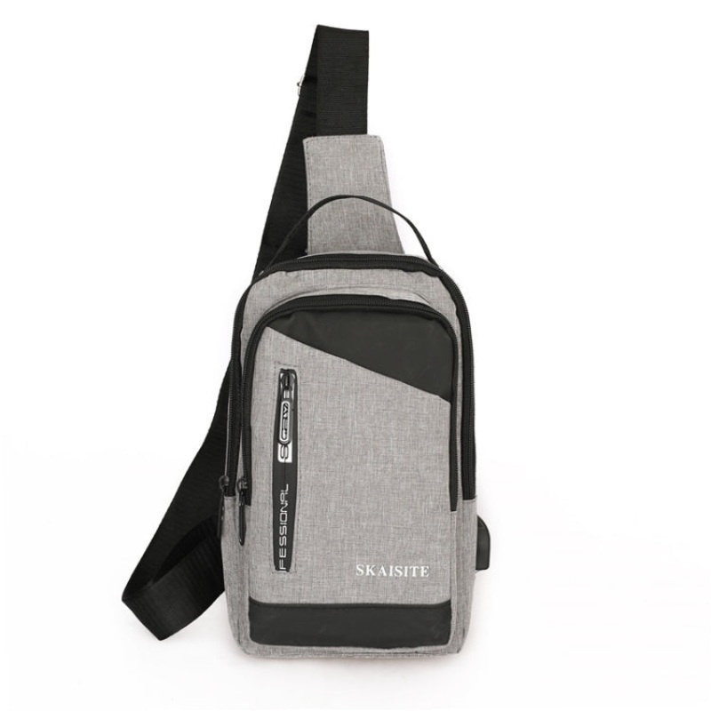 Men Outdoor Crossbody Bag Sports Leisure Large-Capacity Chest Bag Gray (1)