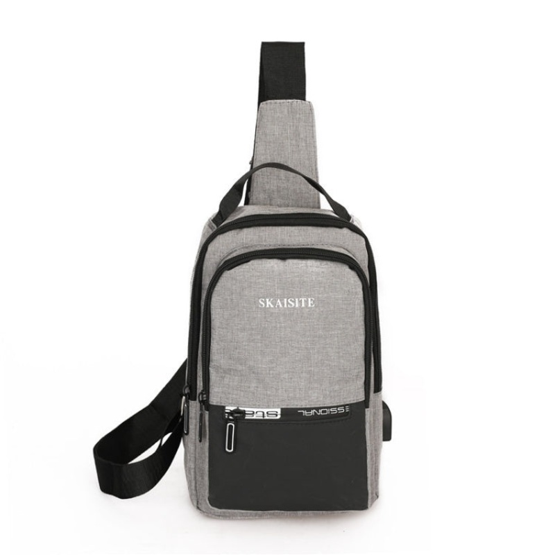 Men Outdoor Crossbody Bag Sports Leisure Large Capacity Chest Bag (Gray)