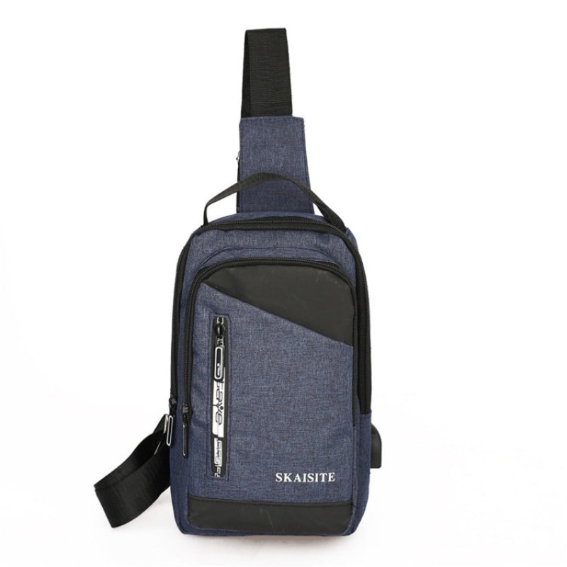 Men's Outdoor Crossbody Bag Sports Leisure Chest Bag Blue (Large-Capacity)