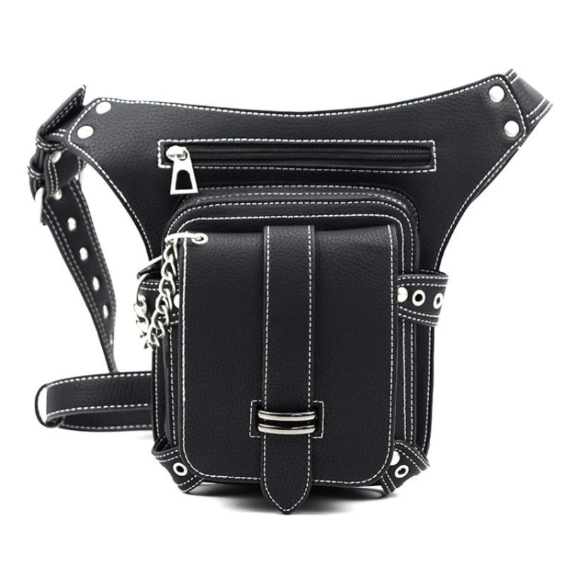 Steampunk Retro Waist Bag Outdoor One-Shoulder Messenger Bag (Black)