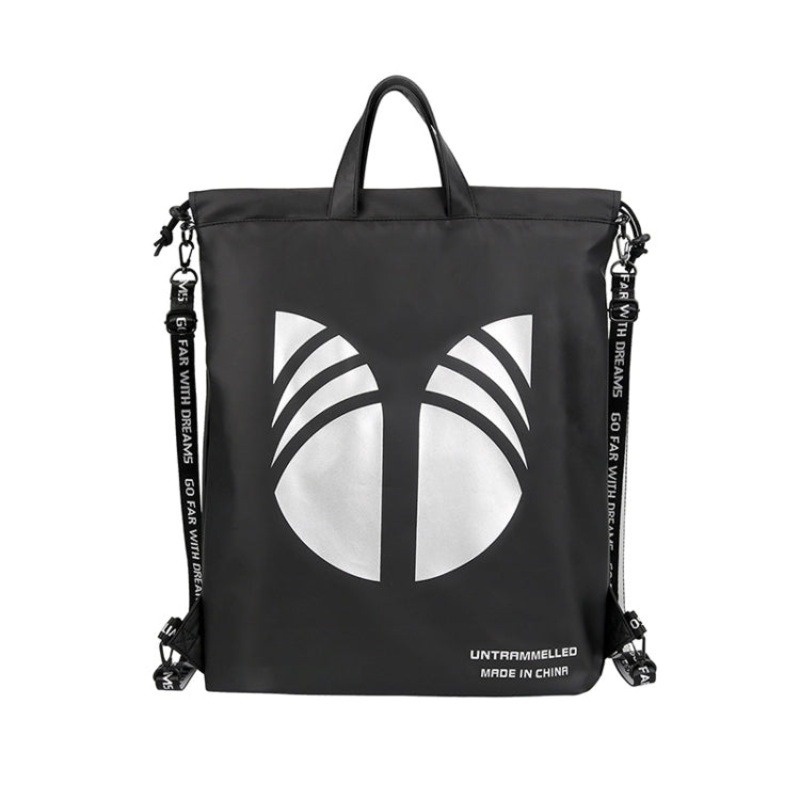Waterproof Drawstring Backpack Gym Training School Bag (Black)