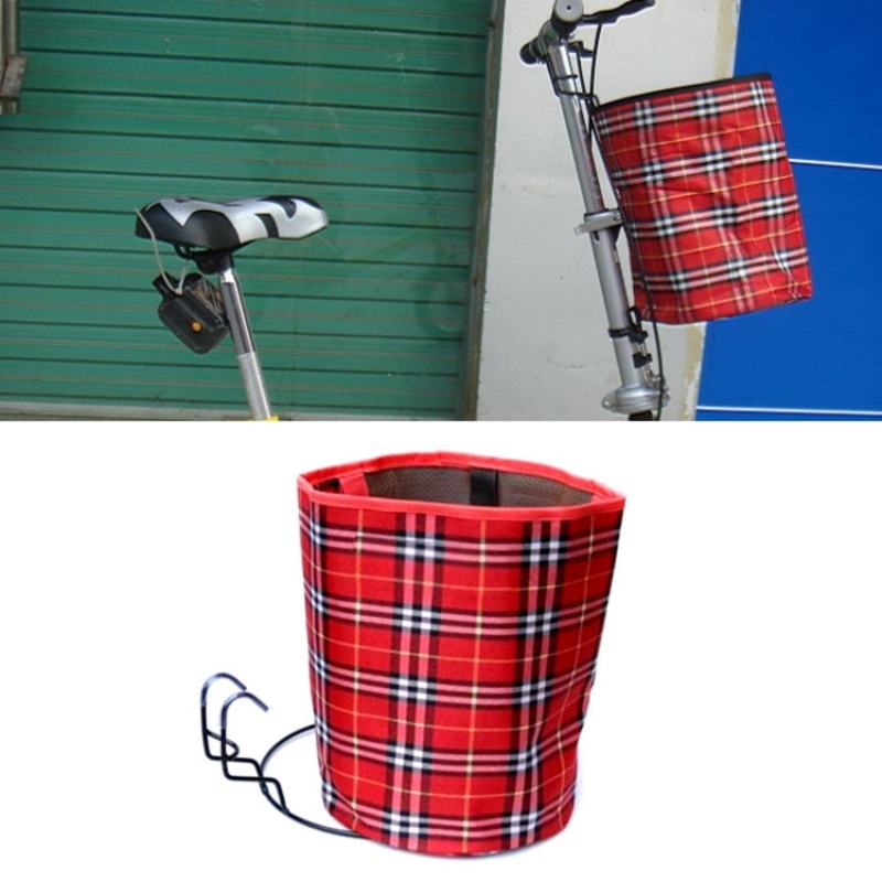 Bicycle Basket Folding Cloth Hanging Basket (Red Square)