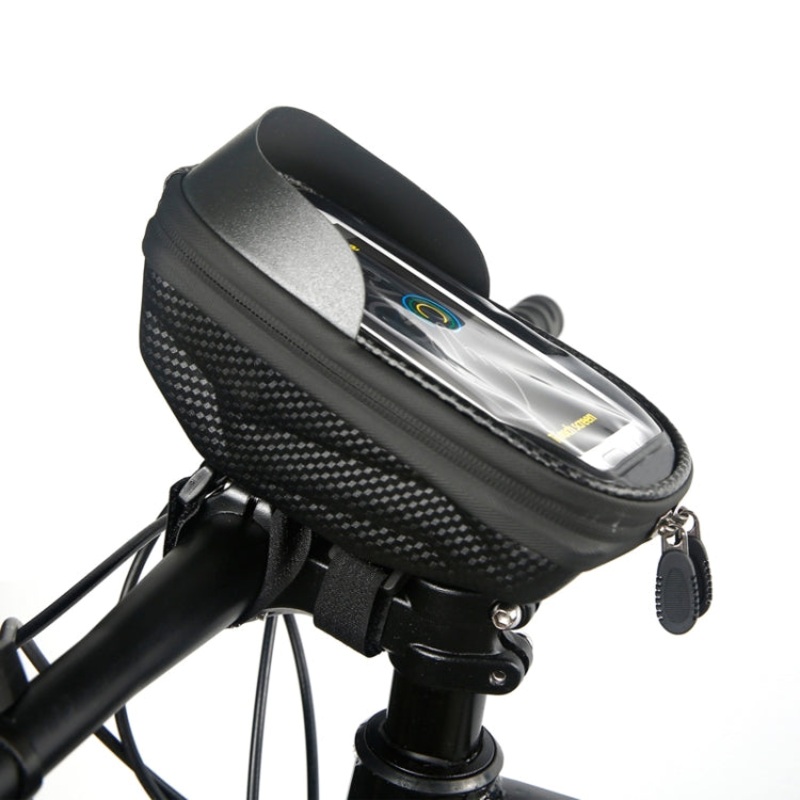 Bicycle Hard Shell Handlebar Bag Touch Screen Waterproof Mobile Phone Black (Black)