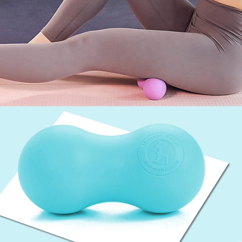 Fascia Ball Muscle Relaxation Back Massage Yoga Silicone Ball (Flat Blue Peanut Ball)