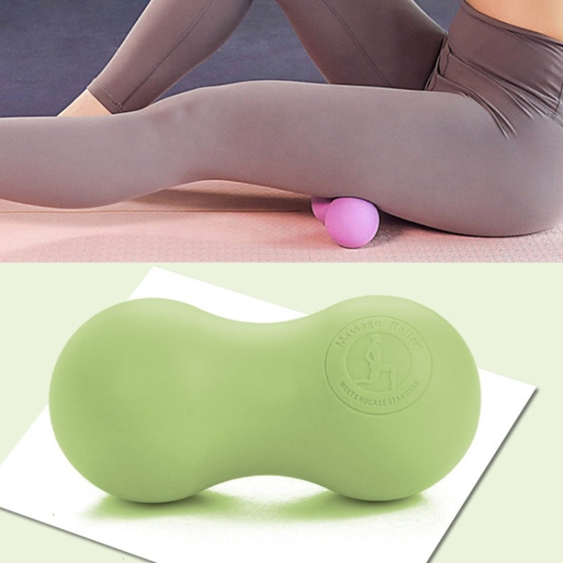 Fascia Ball Muscle Relaxation Yoga Back Massage Silicone Ball Flat Matcha Green Peanut Ball (One Size)