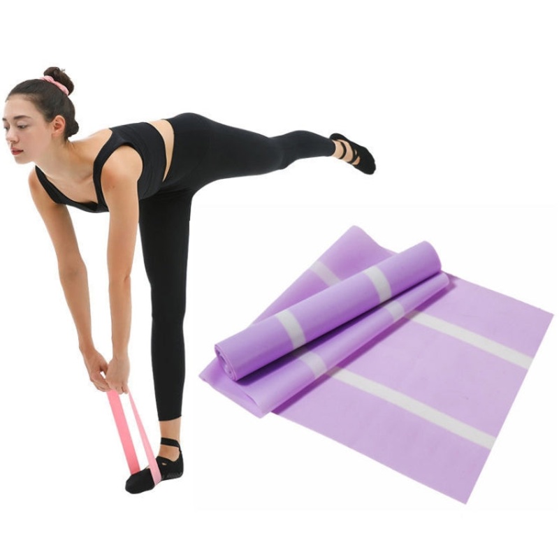 Latex Yoga Stretch Elastic Belt Hip Squat Resistance Band 1500x150x0.35mm (Two-color Purple)