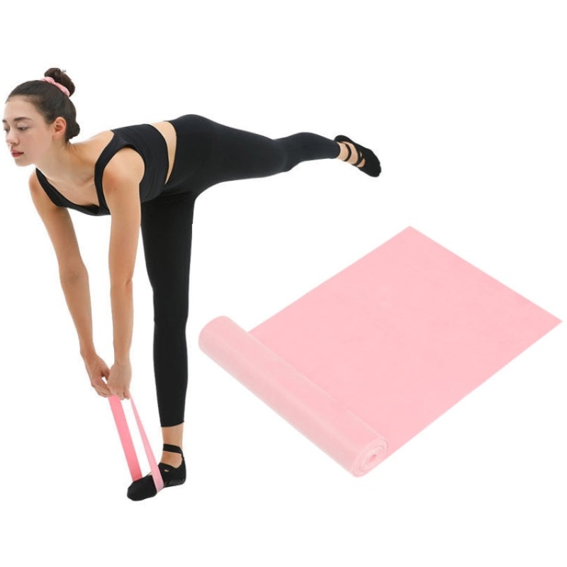 Latex Yoga Stretch Elastic Belt Hip Squat Resistance Band, 2000x150x0.35mm - Pure Cherry Pink