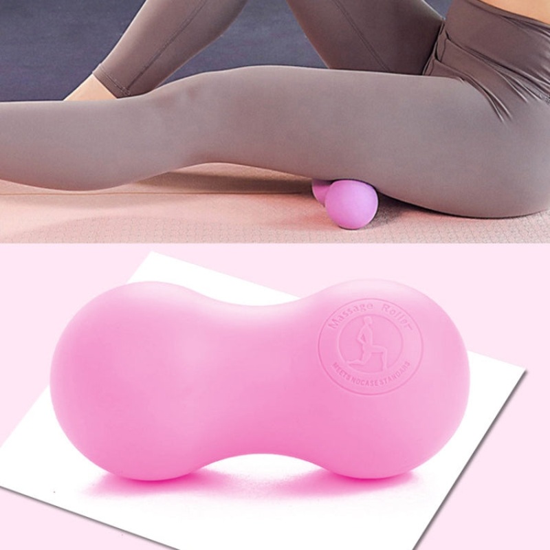 Muscle Relaxation Yoga Ball Back Massage Silicone Ball Finger Fascia Ball (Flat Pink Peanut)