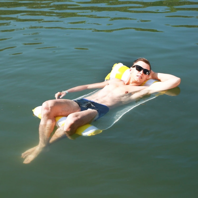 PVC Inflatable Hammock Adult Swimming Floating Row, Size: 120 x 70cm(Yellow Stripe)