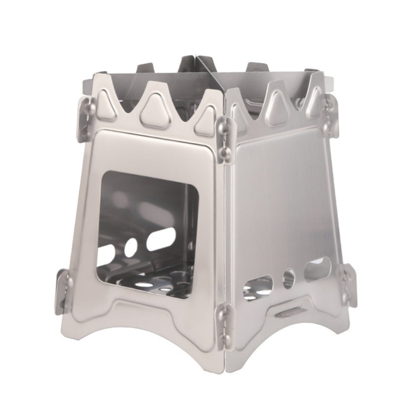 Stainless Steel Picnic Stove Wilderness Survival Foldable Stove (Black, One Size)