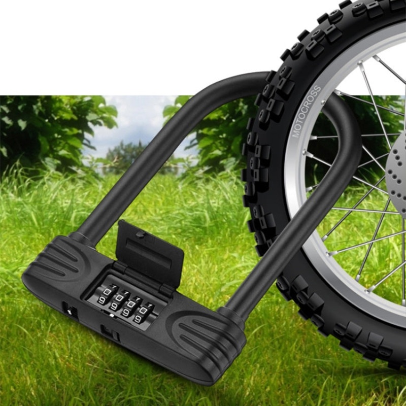 Steel U-Shaped Bicycle Password Lock Motorcycle Electric Car Anti-Theft Password Lock (Black)