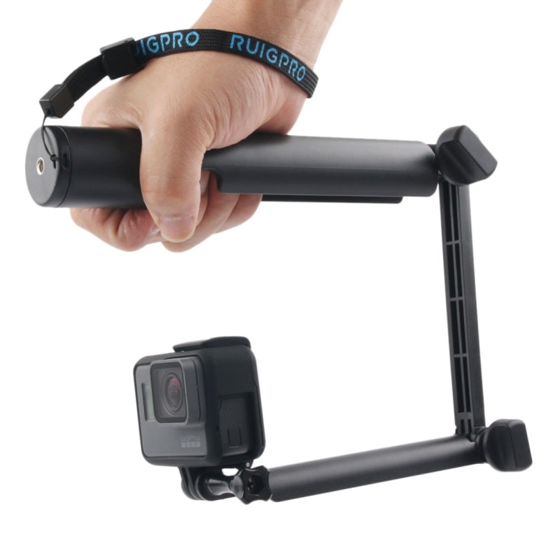 3-Way Monopod + Magic Mount Selfie Stick for GoPro, Insta360, DJI and Other Action Cameras, Length: 24.5-63cm (Black)