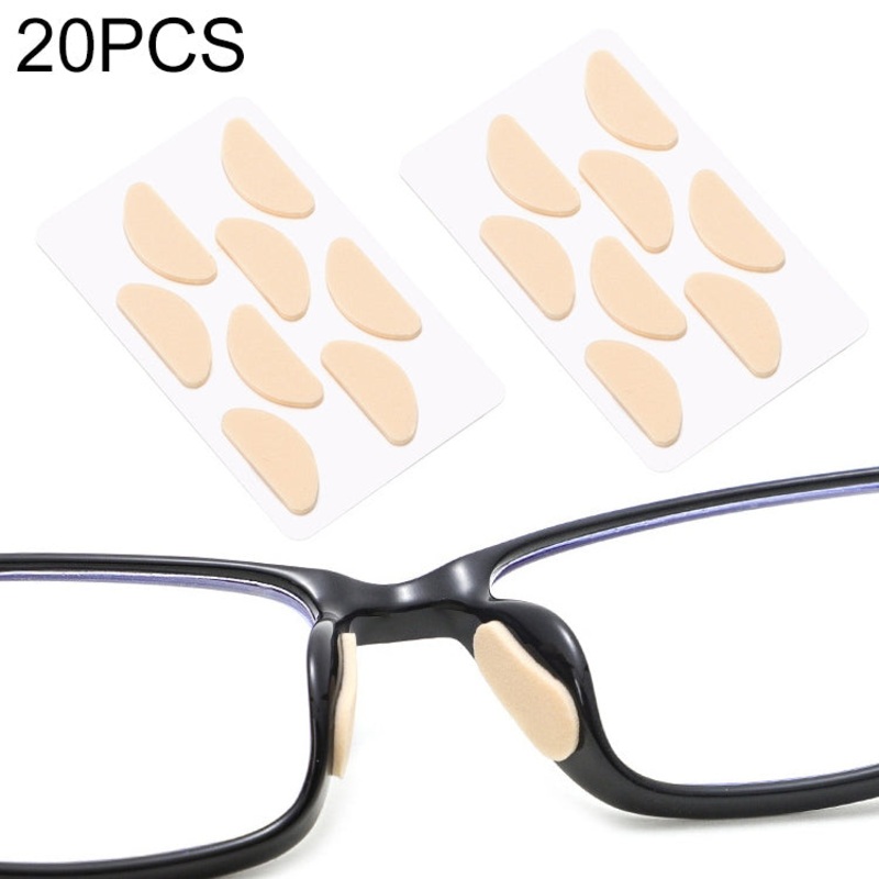 20 PCS Glasses Nose Strip Soft EVA Sponge Nose Mat Comfortable No Pressure Mark Does Not Remove Makeup Anti-Height Eye Frame Nose(Black 1.0mm)