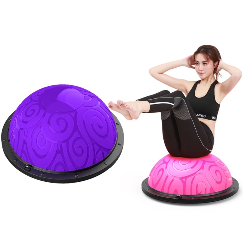 46cm Wave Speed Ball Yoga Semi-Circular Balance Ball Fitness Pilates Ball (Auspicious Cloud Purple)