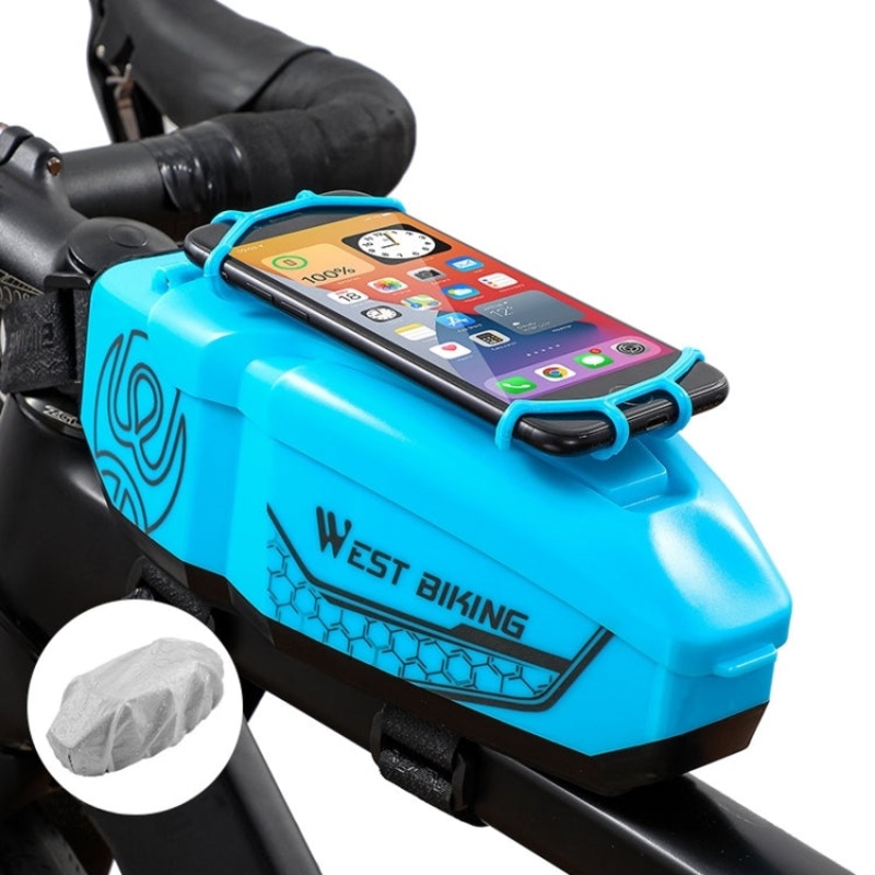 Bicycle Front Beam Top Tube Bag Waterproof Riding Equipment (Blue)