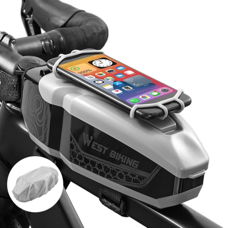 Bicycle Front Beam Top Tube Bag Waterproof Riding Equipment (Dark Ash)