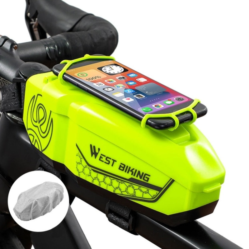 Bicycle Front Beam Top Tube Bag Waterproof Riding Equipment (Yellow Green)
