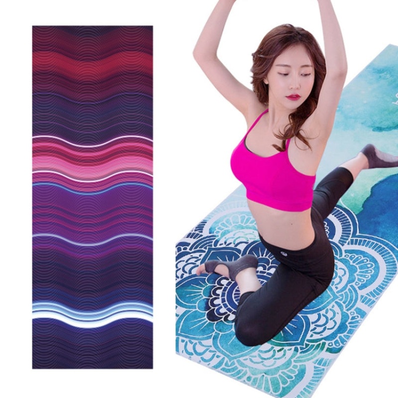 Printed Soft Non-Slip Yoga Mat Towel, Size: 185 x 65cm (Colorful Waves)