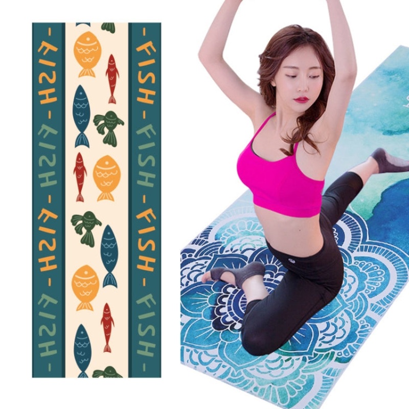 Printed Soft Non-Slip Yoga Towel 185 x 65cm (Fishing)