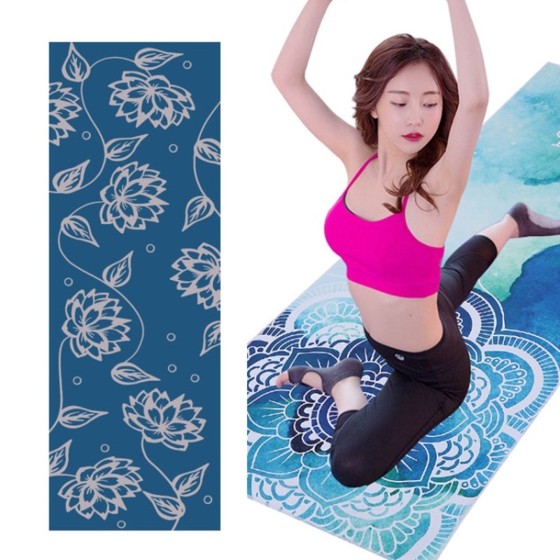 Printed Soft Yoga Mat Non-Slip Yoga Towel (Golden Lotus) Size: 185 x 65cm