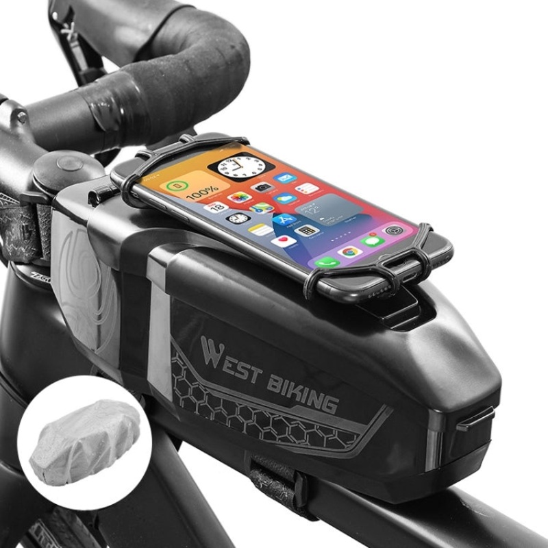 Waterproof Bicycle Front Beam Top Tube Bag for Mountain and Road Bikes (Black)