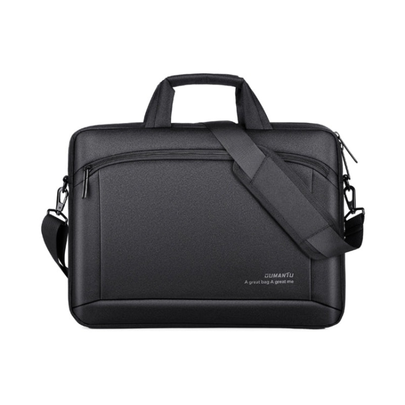 15 Inch Laptop Black Leather Handbag Business Briefcase (Portable)