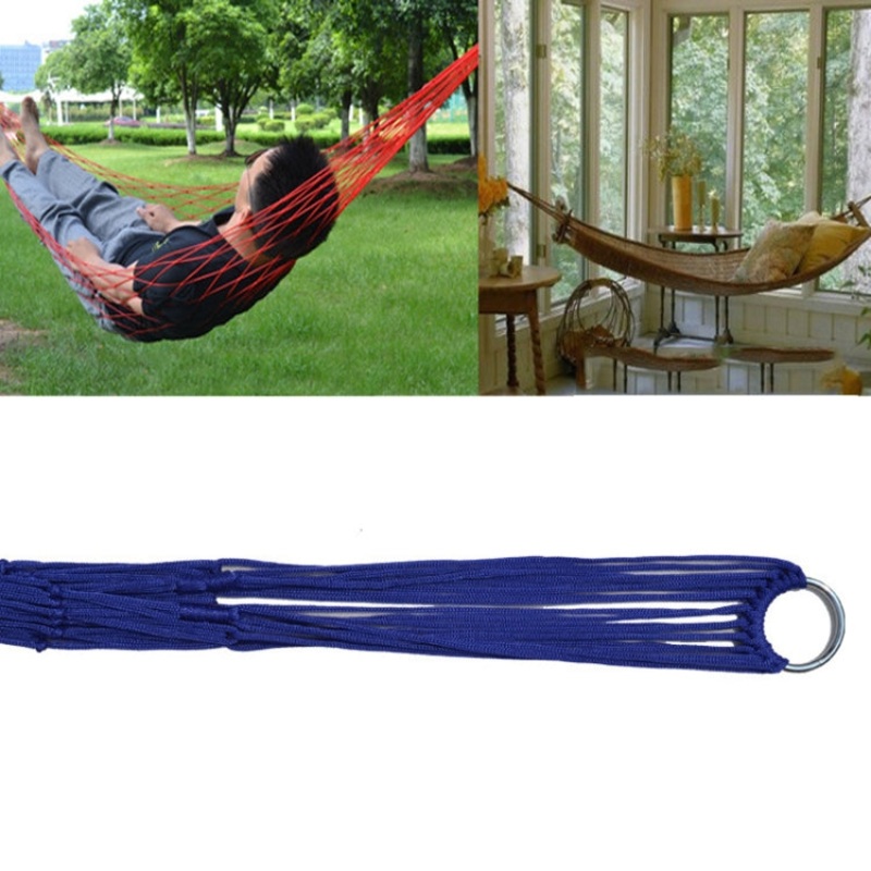 9 Strand Nylon Rope Hammock Portable Camping Leisure Mesh Hammock (Blue)
