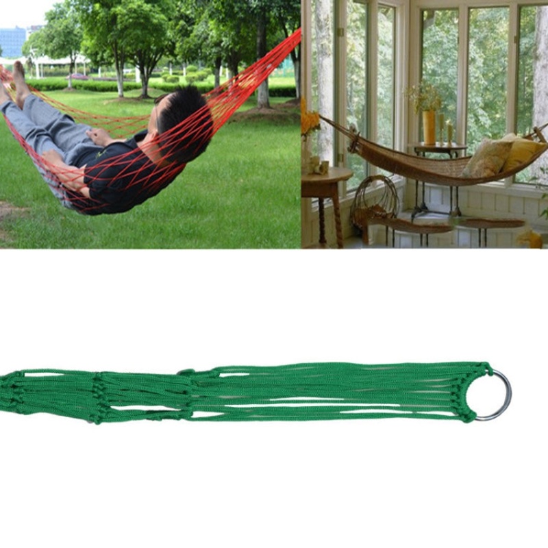 9 Strand Nylon Rope Hammock Portable Camping Leisure Mesh Hammock (Green)
