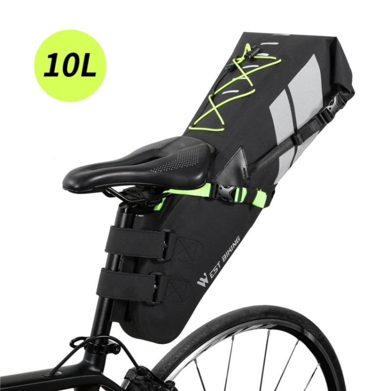 Bicycle Bag Full Waterproof Reflective Tail Bag Long-Distance Capacity Rear Seat Bag (10L)