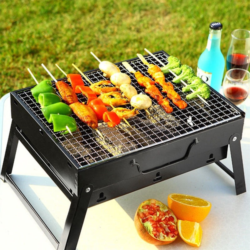 Folding Wrought Iron Barbecue 36x28.5x7cm (Black)