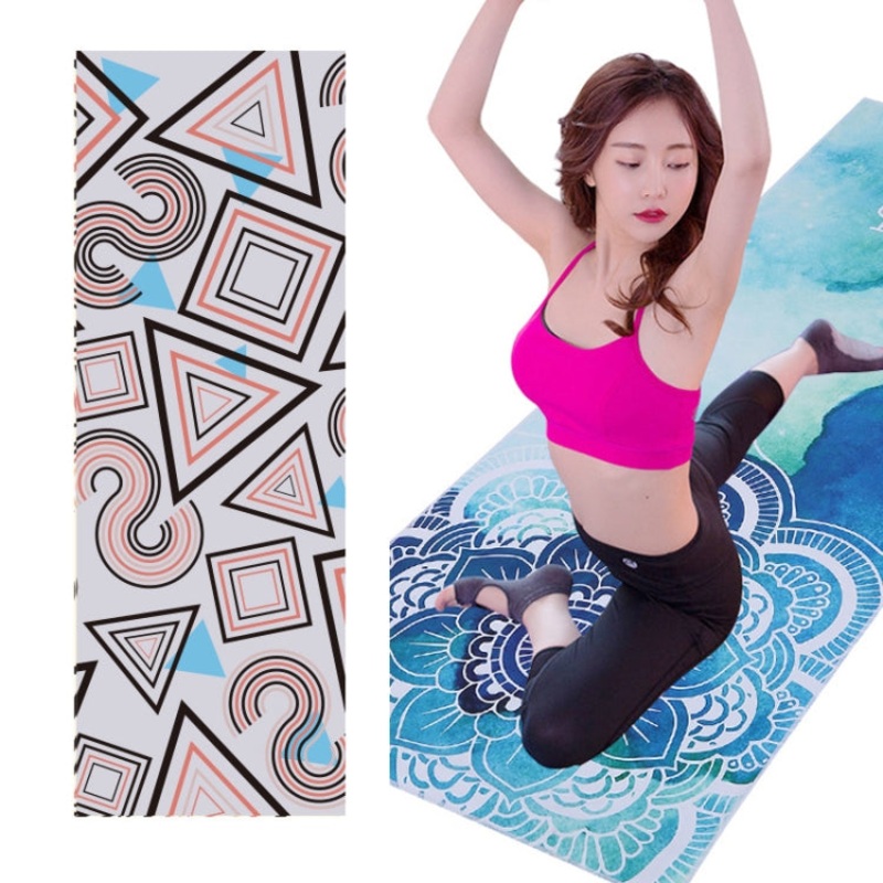 Geometric Printed Soft Non-Slip Yoga Mat Towel (Size: 185 x 65cm)