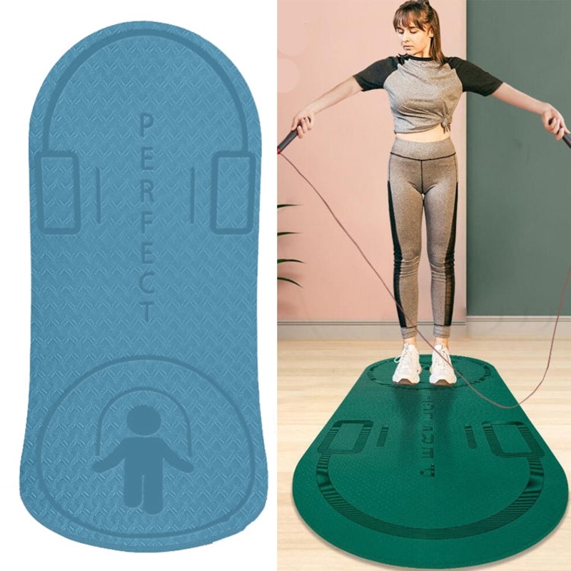 Indoor Skipping Mat Sound Insulation Shock Absorption Thickened Non-Slip Yoga Mat 140 x 60cm (Fog Blue)