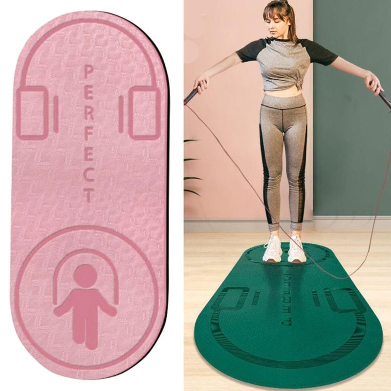 Indoor Skipping Mat Sound Insulation Shock Absorption Thickened Non-Slip Yoga Mat (Rubber Pink), Size: 140 x 60cm Jump Rope