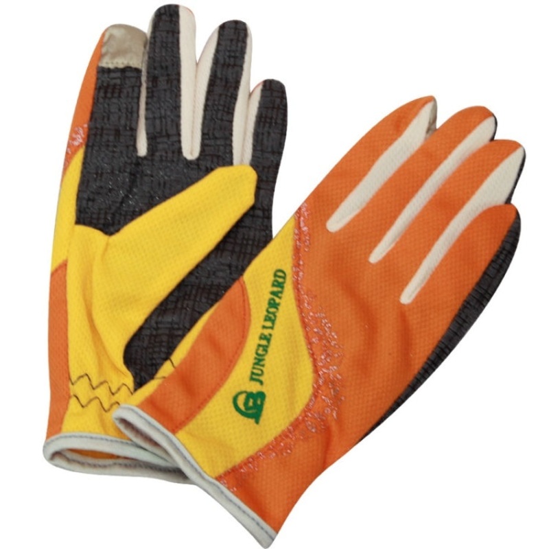 JUNGLE LEOPARD Outdoor Sports Mountaineering Full Finger Gloves Mesh Touch Screen Anti-Skid Gloves, Size: M(Orange+Yellow)