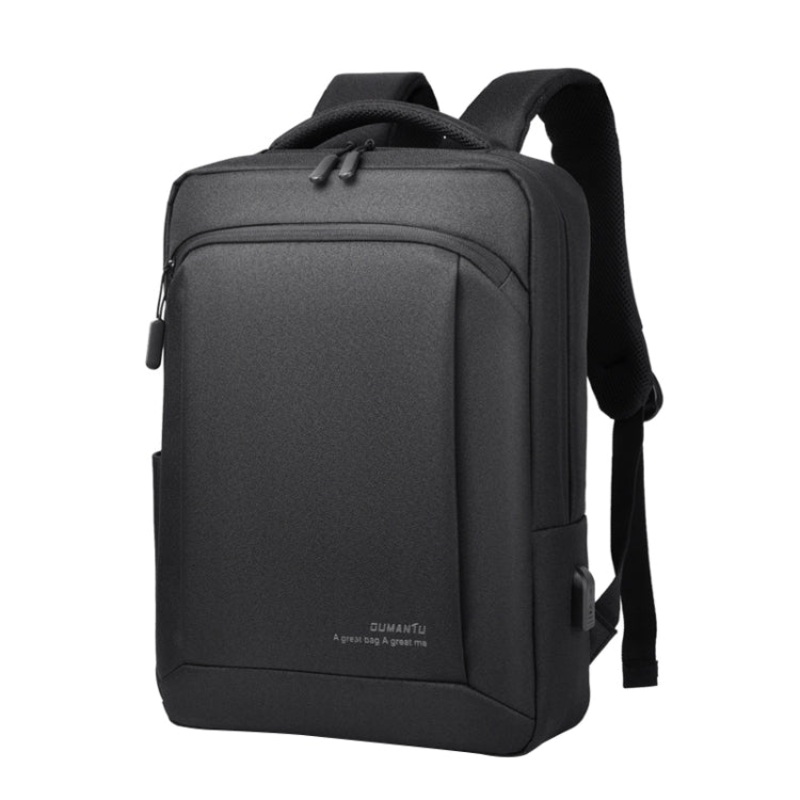 Large Capacity Business Laptop Backpack with USB Port and Oxford Cloth Material (Black)