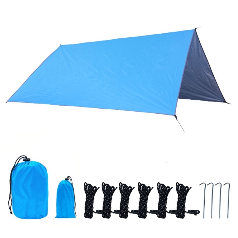 Outdoor Camping Supplies Multifunctional Camping Sunshade Waterproof and Moisture-Proof Mat Ultra-Light Sky Blue (Size: 300 x 300cm)