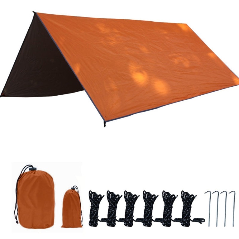 Outdoor Camping Supplies Multifunctional Camping Sunshade Waterproof and Moisture-Proof Mat Ultra-Light Sky (Orange, 300 x 300cm)