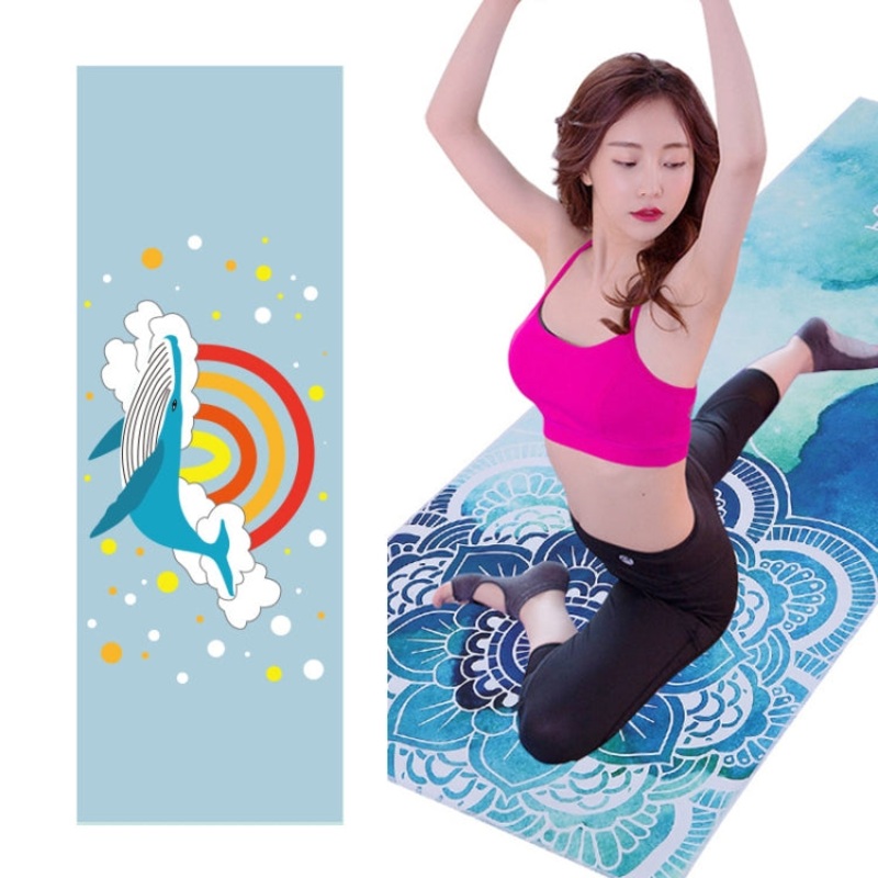 Printed Soft Non-Slip Yoga Mat Towel 185 x 65cm (Deep Sea Whale)