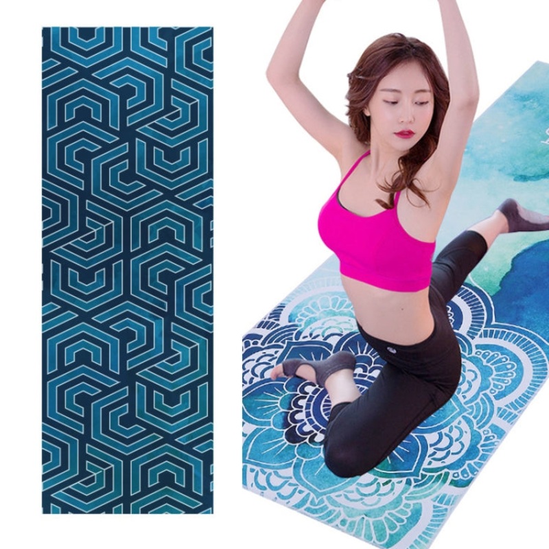 Printed Soft Non-Slip Yoga Mat Towel (Fantasy Maze, 185 x 65cm)