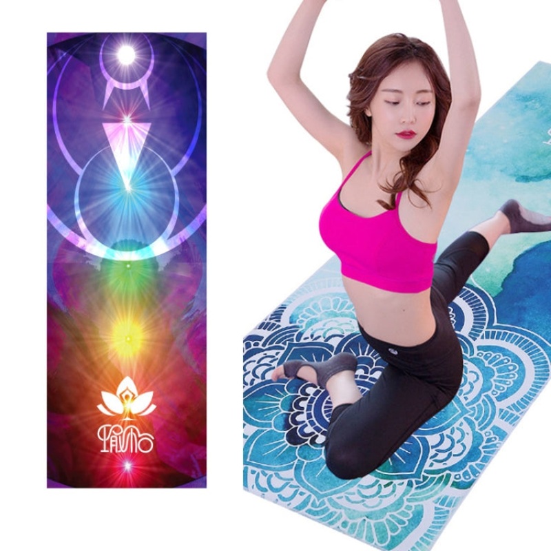 Printed Soft Yoga Mat Non-Slip Yoga Towel 185 x 65cm - Dream Pen Flowers
