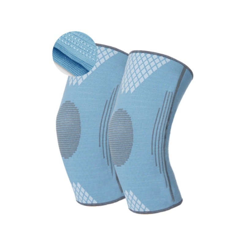 Sports Knee Pads Training Running Knee Thin Protective Cover, Specification: L(Peacock Blue Silicone Non-slip)