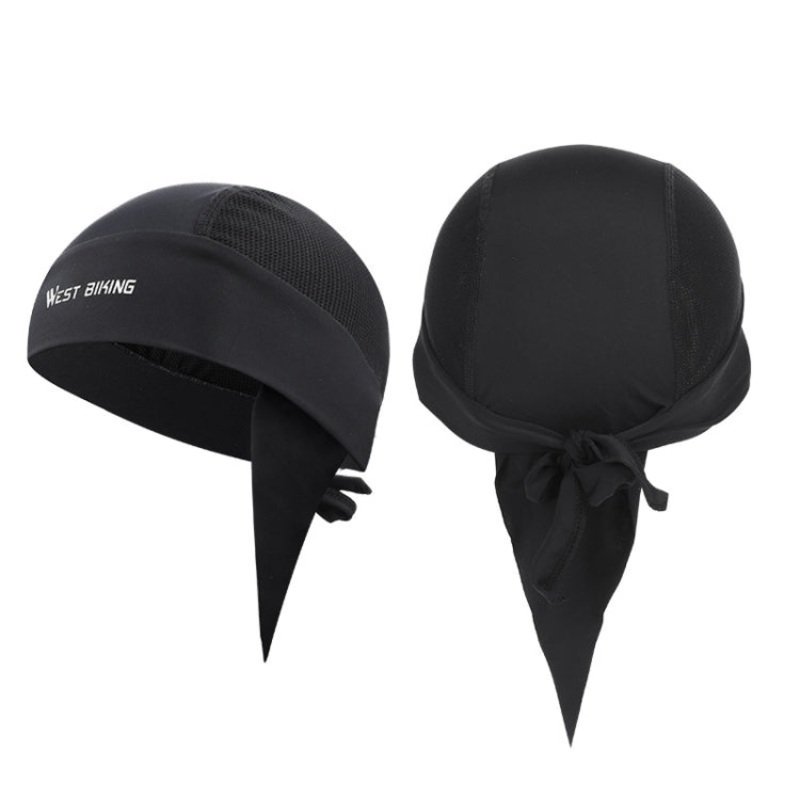 Summer Ice Silk Pirate Cap Riding Cap Men Women Outdoor Windproof Sunscreen Headgear (Triangle Towel Black)