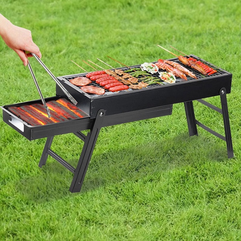 Wrought Iron Barbecue Thickened Folding Barbecue (63.5x42x48cm)