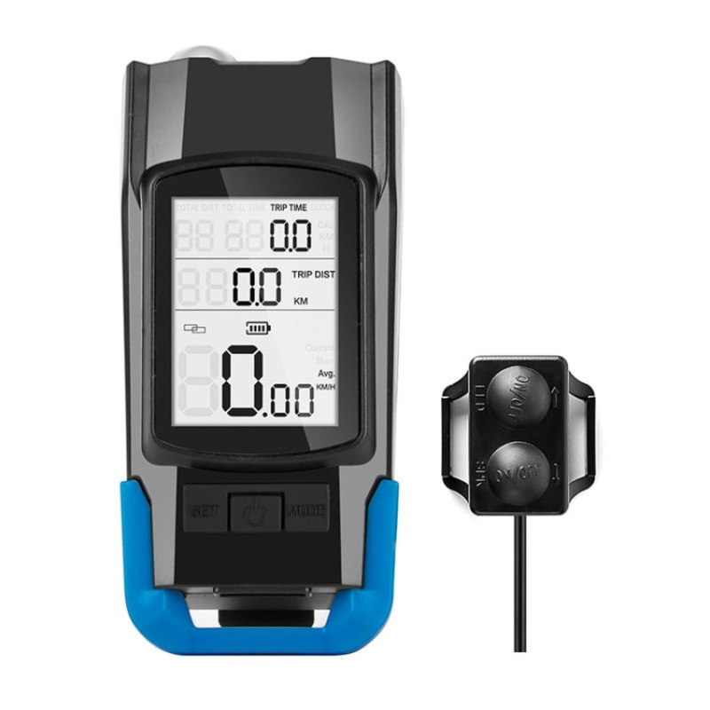 3 in 1 Wireless Bicycle Code Meter Lamp Strong Light Front Light (Blue)
