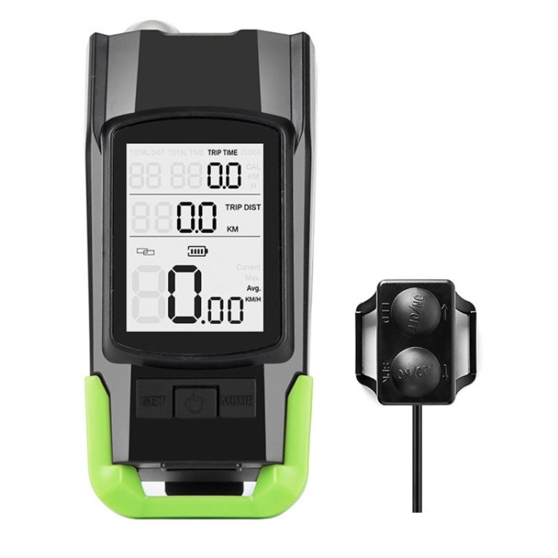 3 in 1 Wireless Bicycle Code Meter Lamp Strong Light Front Light (Green)