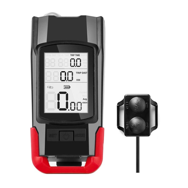 3 in 1 Wireless Bicycle Code Meter Lamp Strong Light Front Light (Red)