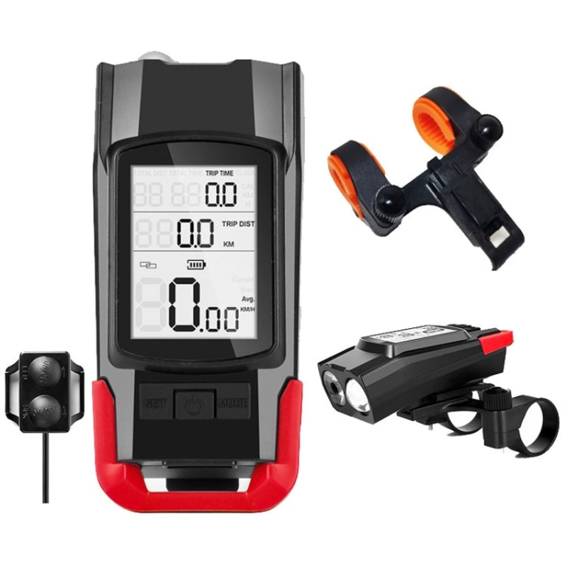 3 in 1 Wireless Bicycle Code Meter Lamp Strong Light Front Light (Upgrade Floating Red)