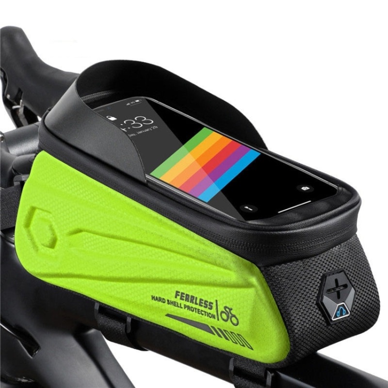 Bicycle Bag EVA Hard Shell Front Beam Waterproof Upper Tube Bag Mountain Bike Riding Equipment Size: 1.7L (Shining Yellow)